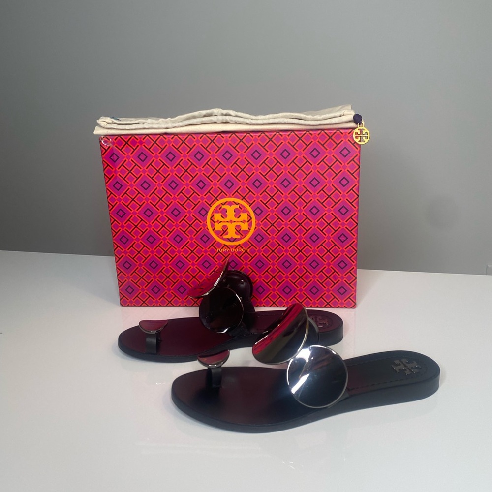 Tory Burch / Patos Multi Disk / Sandals / Gray and Black / Size 7 - Picture 9 of 12
